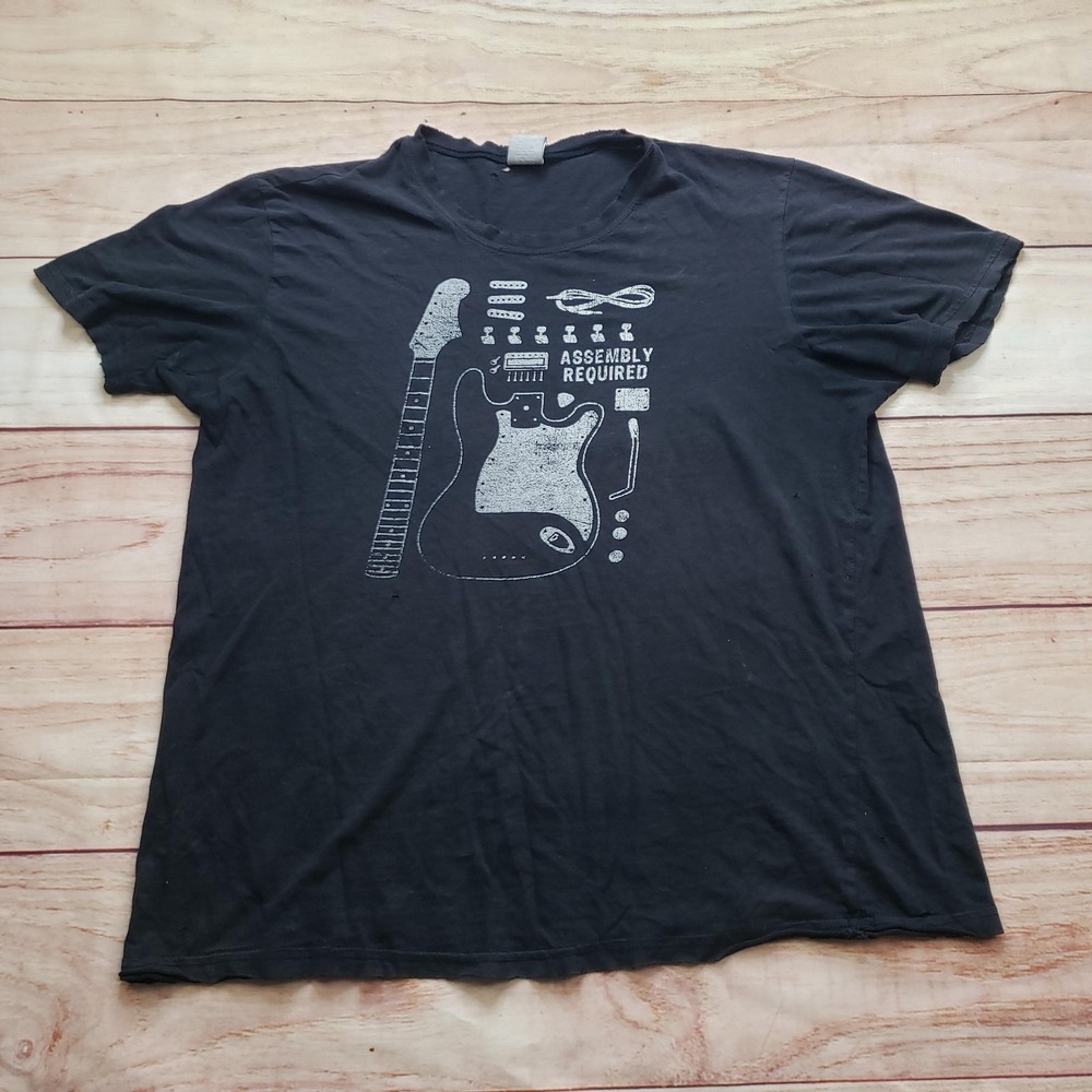 VINTAGE‎ UTILITY Shirt Mens Large Black Guitar Assembly Required Graphic Adult
